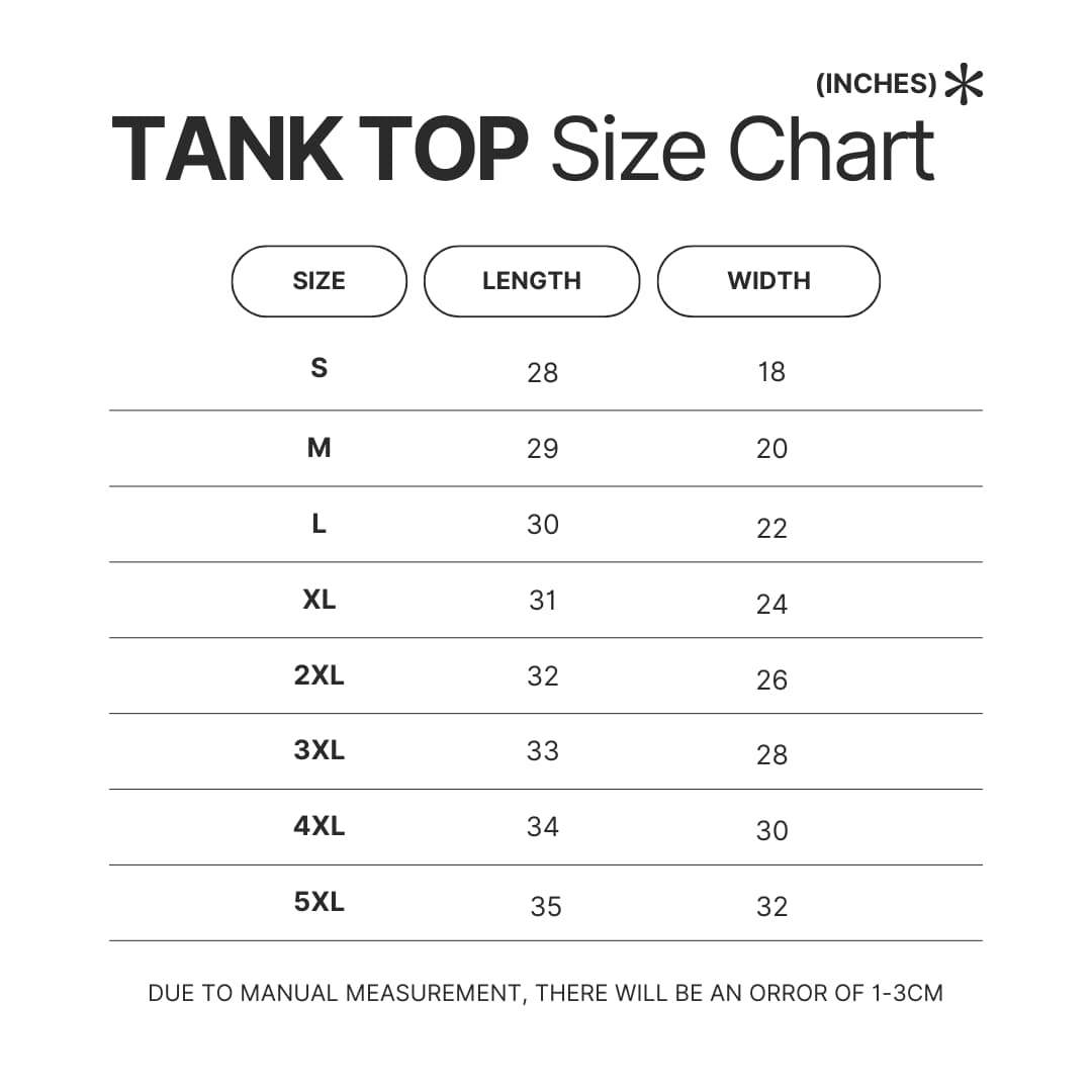 Tank Top Size Chart - Bloodborne Shop