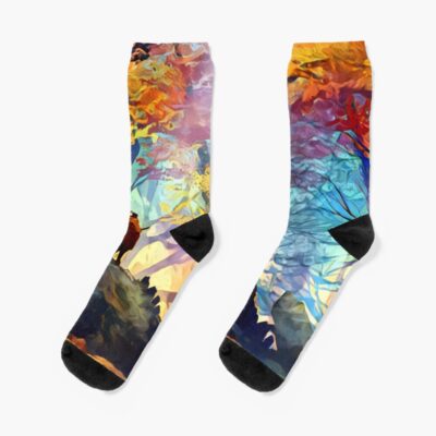 A Wolf In The Colorful Forest Socks